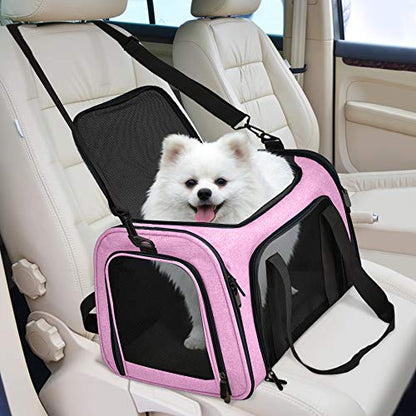 Henkelion Large Cat Carriers Dog Carrier Pet Carrier for Large Cats Dogs Puppies up to 25Lbs, Big Dog Carrier Soft Sided, Collapsible Travel Puppy Carrier - Large - Pink - color: Pink, size: 20.0"L x 13.0"W x 13.0"H