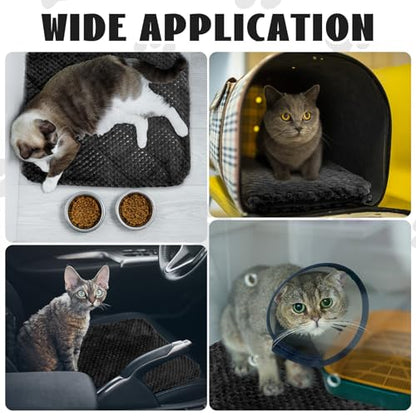 Drydiet 4 Pcs Self Heating Cat Pad Self Warming Cat Bed Dog Heating Pad Washable Thermal Pet Mat for Indoor Outdoor Pet 16 x 20 Inch Removable Non Slip(Black) - color: Black