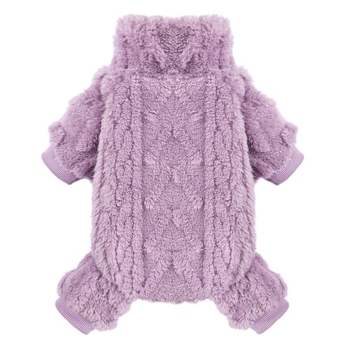Dog Sweaters for Small Dogs Fleece Small Dog Pajamas Pet Clothes Cat Sweater Fall Winter Warm Puppy Clothes Boy Girl Doggie Outfits Jumpsuits for Chihuahua Yorkie, Purple2,S - color: Purple2, size: Small (Chest 15in )