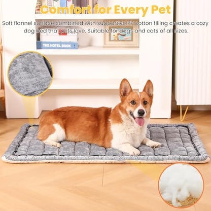 Dog Bed Mats Crate Pad for Small, Medium, Large Dogs, Washable Anti-Slip Pet Bed Mats, Cozy Warm Cat Beds Sleeping Pad (Grey, 36.0" L x 23.0" W x 1.5" Th) - color: Grey, size: 36.0"L x 23.0"W x 1.5"Th