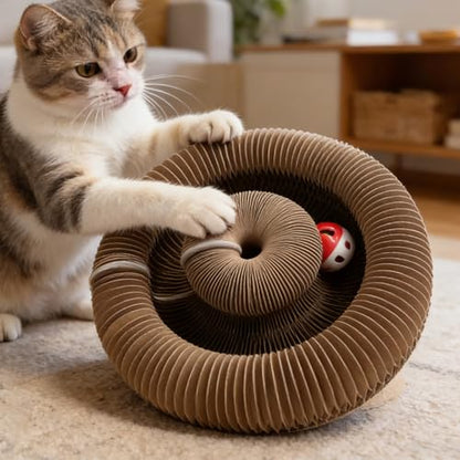Accordion-Style Corrugated Paper Cat Scratch Pad Bed, Wear-Resistant, Lint-Free, Self-Amusing Nail Sharpening Cat Toy, Collapsible Interactive Pet Toy