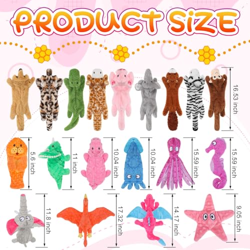 Outus 20 Pcs No Stuffing Dog Squeaky Toys Bulk for Aggressive Chewers, Crinkle Teething Chew Plush Toys for Small Medium Large Pet Gift, 20 Styles(Vivid Style) - style: Vivid Style