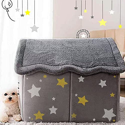 Dog House Indoor, Foldable Soft Kennel Bed Warm Cat Nest Puppy Cave with Cushion for Small Medium Large Dogs Cats (M-Within 17 lbs) - size: M-within 17 lbs