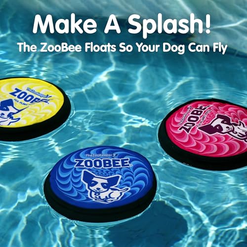 The ZooKeeper ZooBee Flying Disc Dog Toy – Soft & Durable Toss Disc for Indoor & Outdoor Play, Water Fetch & Pool Fun, Floats – Safe on Teeth – Dog Vision Friendly – Lightweight & Easy to Throw, Blue - color: Pink