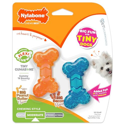 Nylabone Moderate Chew Flexi Chew Bone Peanut Butter & Bacon XX-Small/Tiny (2 Count)