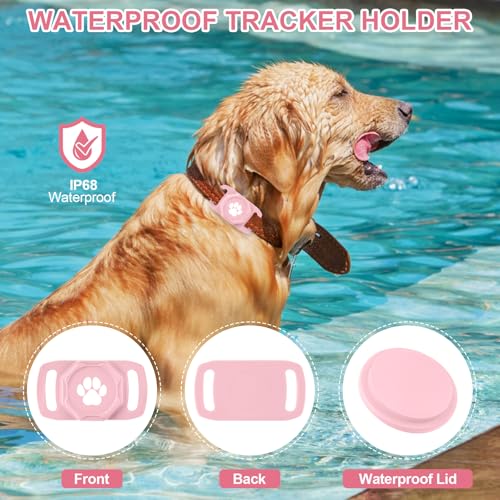 Smart Pet Tracker for Collar - Dog Trackers Pet Location Tracker with Holder, No Monthly Fee, Anti-Lost Tracking Device for Pets, Luggage, Bag Straps, Compatible with Google Android Only(Not for iOS) - color: Pink