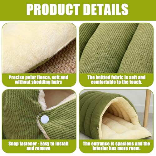 Washable Enclosed Cats House with Removable Cover Soft Plush Bed for Stress Relief Antislip Base Indoor Pet Furniture