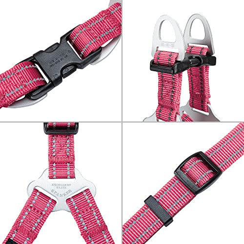 EXCELLENT ELITE SPANKER No Pull Dog Harness Adjustable Nylon Step-in Easy Pet Vest Chest Strap with Reflective and Leash Ring for Small Medium Large Breed Dogs Training Walking(Pink-S) - color: Pink, size: S