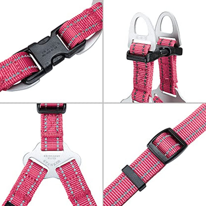 EXCELLENT ELITE SPANKER No Pull Dog Harness Adjustable Nylon Step-in Easy Pet Vest Chest Strap with Reflective and Leash Ring for Small Medium Large Breed Dogs Training Walking(Pink-S) - color: Pink, size: S
