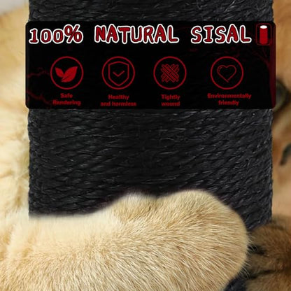 Scratching Posts for Indoor Cats Adults,45'' Tall Halloween Gothic Scratching Post with 3.5Inch Diameter Sisal Rope,Black Cat Scratcher with Interactive Ball Toys Self Groomer Brush for Large Cats - color: black-45inch
