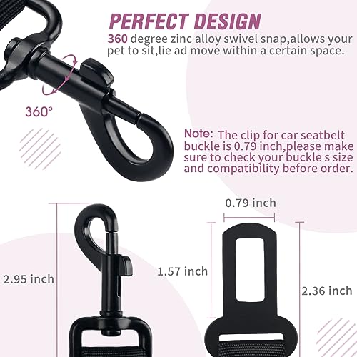Dog Seat Belt,3 Piece Set Retractable Dog Car Adjustable Seatbelts for Vehicle Nylon Pet Safety Heavy Duty & Elastic & Durable Car Harness for Dogs - color: Set 10-Black+Light Pink