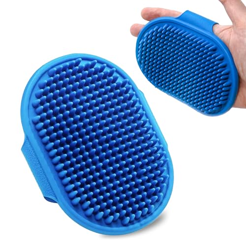 Dog Bath Brush, Premium Rubber Dog Shampoo Brush with Adjustable Ring Handle, Soothing Massage Comb for Long and Short Haired Dogs & Cats - color: Dog Bath Brush with Silicone for Massaging