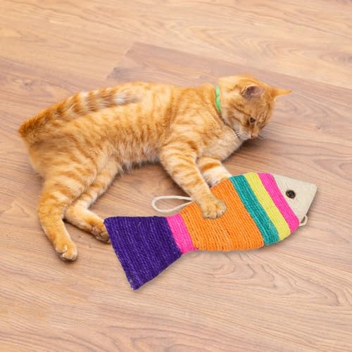 Cat Scratching Board Creative Fish Shaped Cat Claw Toy Colorful Sisal Pad Scratch Lounge Durable Scratching Pad Interaction Toy (L) - color: Fish L