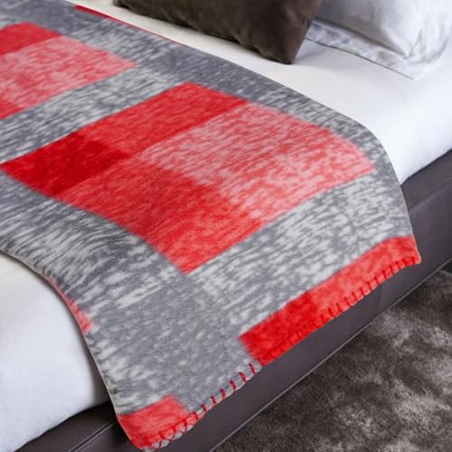 ZYFZCYBL Fleece Throw Blankets for Couch Bulk Lightweight Warm Soft Cozy Blanket 6 Pack Bulk Fleece Blanket Solid for Bed Couch Office Gifts Outdoor 50 x 60 inch （Red and Grey） - color: Plaid (Red and Grey)