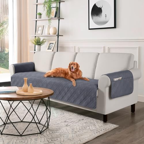 TAOCOCO Waterproof Oversized Couch Covers for Pets Dogs with Non Slip Backing, Sofa Seat Covers with Pocket for 4 Cushion Couch Washable Dog Couch Protector Sofa Slipcovers(Oversized Sofa, Dark Grey) - color: Dark Grey, size: Oversized Sofa(Seat Width: 78