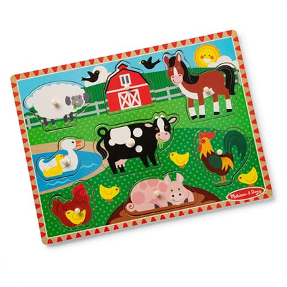 Melissa & Doug Farm Wooden Peg Puzzle (8 pcs) - style: Farm