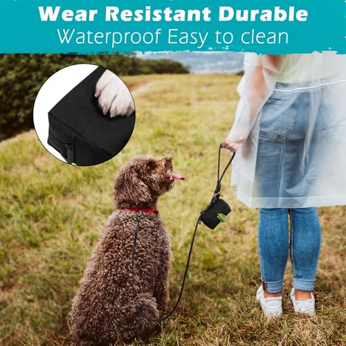 Dog Poop Bag Holder, Portable Pet Waste Bag Dispenser, 2 Pouches for Treats and Walking Accessories, Fit All Leashes, Includes 1 Roll of Dog Poop Bags (Black) - color: Black