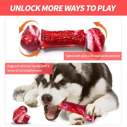 Dog Toys for Aggressive Chewers - Long-Lasting Nylon Chew Bones, Indestructible Toys for Medium to Large Breeds, Teething Toys to Keep Them Busy (Red)