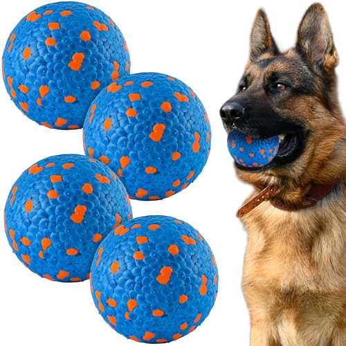 FUSOTO 4Pcs Dog Balls, Tennis Balls for Dog Aggressive Chewers, for Large Medium Small Puppy, Training Catch&Fetch, Water Floats Toys, Blue - color: 4x Blue