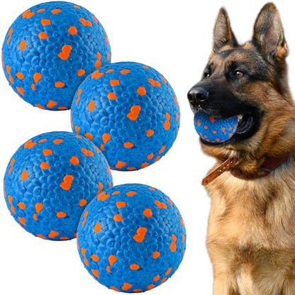 FUSOTO 4Pcs Dog Balls, Tennis Balls for Dog Aggressive Chewers, for Large Medium Small Puppy, Training Catch&Fetch, Water Floats Toys, Blue - color: 4x Blue
