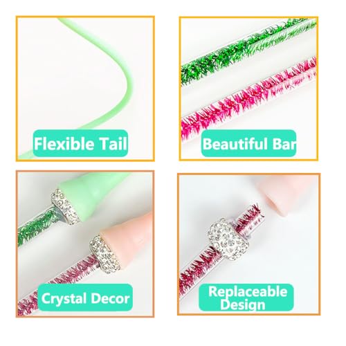 4PCS Silicone Cat Wand Toy, Interactive Cat Toys for Indoor Cats, Interactive Silicone Tail Teaser Wand,Interactive Teasing Stick for Cat Kitten Funny Exercise
