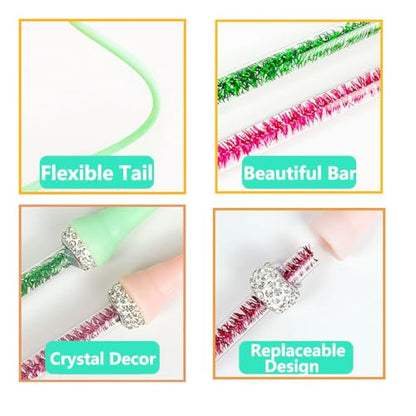 4PCS Silicone Cat Wand Toy, Interactive Cat Toys for Indoor Cats, Interactive Silicone Tail Teaser Wand,Interactive Teasing Stick for Cat Kitten Funny Exercise