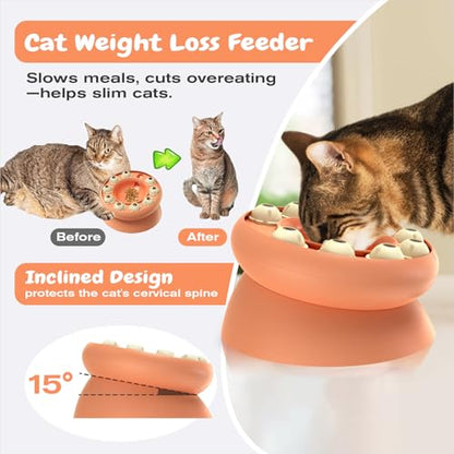 Cat Puzzle Toy for Cats Indoor, Slow Feeder Bowl for Fast Eaters, Interactive Kitten Enrichment Toy - color: pink