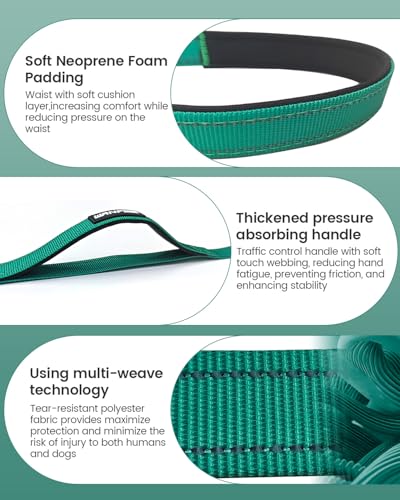 Hands Free Dog Leash, Multifunctional Crossbody Dog Leash, 5.9-9.5Ft Long Waist Belt with Car Seatbelt and Double-Sided Reflective Stitches for Medium and Large Dogs Walking, Jogging(Green) - color: Green, size: Large-5.9-9.5ft