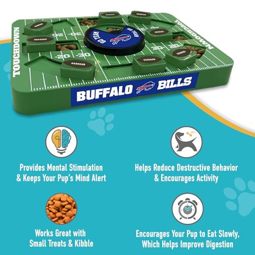 Pets First NFL Buffalo Bills Large Puzzle Toy, Dog Puzzle Treat Toy, New Large Size, Interactive Dog Treat Toy, Dog Slow Feeding Toy - color: BUFFALO BILLS, size: Large