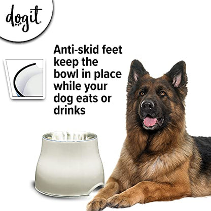 Dogit Elevated Dog Bowl, Stainless Steel Dog Food and Water Bowl for Large Dogs, White, 73753 - color: Off White, size: Large