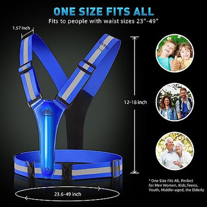 LED Reflective Vest Safety Gear, Light Up Vest for Night Walking Cycling, High Visibility Running Vest with Reflective Strips - color: Blue