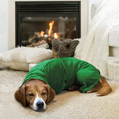 Geyecete Dog Drying Coat - Fast Drying Dog Bathrobe Towel - Microfibre Super Absorbent Pet Cat Bath Robe, Luxuriously Soft Green M - color: Green, size: Medium