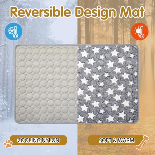 Novabright Dog Cooling Mat 35 x 23 Inches, Double-Sided Soft Pet Bed Mat, Dog Crate Pad, Summer Portable Cooling Blanket, All Season Use Machine Washable, for Dogs Cats Outdoor Indoor, Grey
