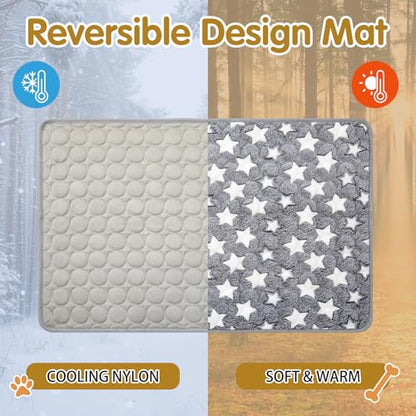 Novabright Dog Cooling Mat 35 x 23 Inches, Double-Sided Soft Pet Bed Mat, Dog Crate Pad, Summer Portable Cooling Blanket, All Season Use Machine Washable, for Dogs Cats Outdoor Indoor, Grey