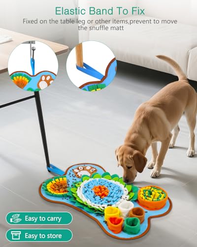 ORIA Snuffle Mat for Dogs, 25''x17'' Interactive Slow Feeder Mat with Mental Stimulation for Boredom, Anxiety Relief, Dog Puzzle Toy & Treats Hunting Game for Small Medium Dogs Puppies - size: 25x17 inch