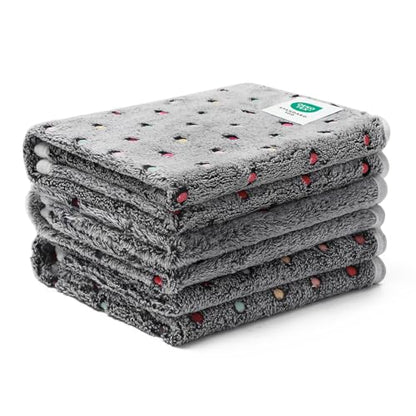 Luciphia 1 Pack 3 Blankets Super Soft Cute Dot Pattern Pet Blanket Flannel Throw for Dog Puppy Cat Small(23x16), Grey - color: Grey2, size: 23x16 inch (Pack of 3)