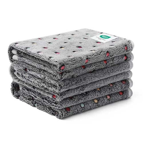 Luciphia 1 Pack 3 Blankets Super Soft Cute Dot Pattern Pet Blanket Flannel Throw for Dog Puppy Cat Medium(30x20), Grey - color: Grey2, size: 30x20 inch (Pack of 3)