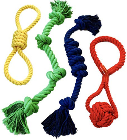 Mary & Kate Pets XL Dog Rope TUG Toy Set - for Aggressive CHEWERS and Big Puppies - Sturdy, Strong and Heavy Duty to Withstand Puppy Biting and Chewing (L, Multi Color)