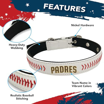 MLB Dog Collar SAN Diego Padres New Signature PRO PVC-Leather Premium Pet Collars Extra Tough & Durable! Super Stylish! Size: Medium Adjustable 16-20" Length x 1" Width - color: San Diego Padres, size: Medium