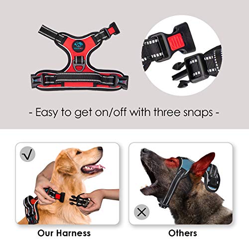 PHOEPET No Pull Dog Harnesses for Small Dogs Reflective Adjustable Front Clip Vest with Handle 2 Metal Rings 3 Buckles [Easy to Put on & Take Off](XS, Red) - color: Red, size: Extra Small