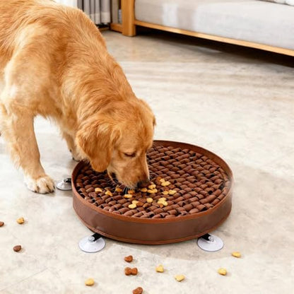 Snuffle Mat for Dogs Large Breed - 20 Inch Round Dog Sniffing Mat with 3 Suction Cups & Non-Slip Base, Slow Feeder Puzzle Toy for Mental Stimulation, Anxiety Relief, Durable Machine Washable (Brown) - color: Brown