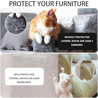 Cat Scratch Furniture Protector,107x 11.8Inch Self Adhesive Anti-Scratch Flexible Sticky Corner Guard for Cat Scratching Protection, Pet Furniture Protector for Sofa, Door, Wall