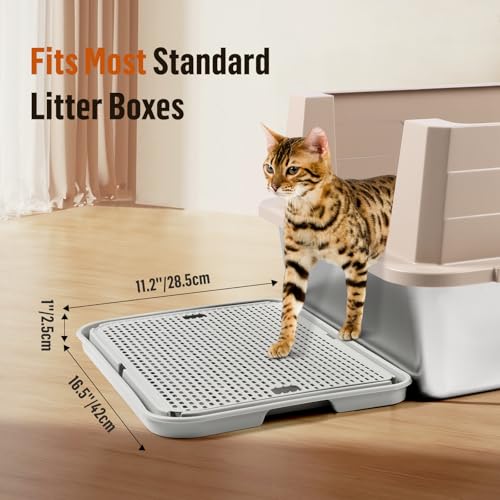 Large Cat Litter Box Step Mat, 16.5"x11.2" Cat Ramp Stairs, Cat Litter Catcher for Self-Cleaning Litter Box, Cats Pedal Step Stool Ideal for Kitten & Older Cats (Light Grey) - color: Light Grey Large