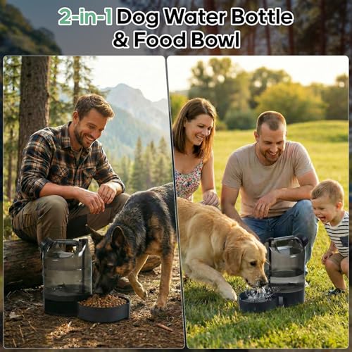85 oz Large Portable Dog Water Bottle & Bowl for Active Large Dogs, No-Spill Leak Proof Dog Water Dispenser for Walking,Park,Travel, Camping, Hiking, Car - Durable, Sturdy & Easy to Carry