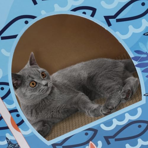 Lawei 2 Pack Cardboard Cat Houses with Scratch Pads, Sturdy Cats Play Scratching House for Indoor Hideaway Furniture, Cute Scratching Box Toy for Cat Birthday, Bunny Small Pet Bed, Easy Assembly
