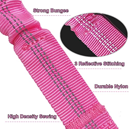 Bungee Dog Leash Extension, 18”Dog Shock Absorber Extender, Works with Any Leash for Walking, Jogging, Training, Playing - color: Pink
