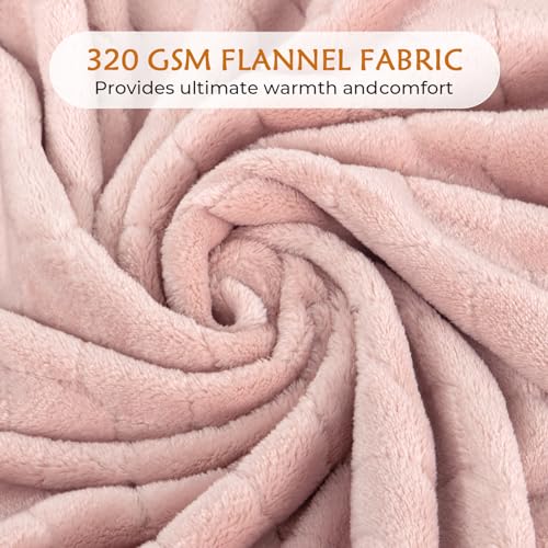 TOONOW Fleece Blanket Super Soft Cozy Throw Blanket 50" x 60", Lightweight Fuzzy Comfy Textured Flannel Blanket Winter Warm Plush Throw Blankets for Couch, Sofa, Bed, Light Pink - color: Light Pink, size: Throw-50" x 60"