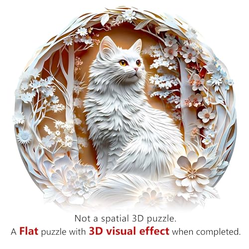 Wooden Puzzles Adults, 3D Cats Wooden Puzzles 200 Pieces, Unique Animal Shaped Wood Challenging Jigsaw Puzzles Gifts for Adults, 11.4x11.4in - color: B 3d Cats, size: Medium