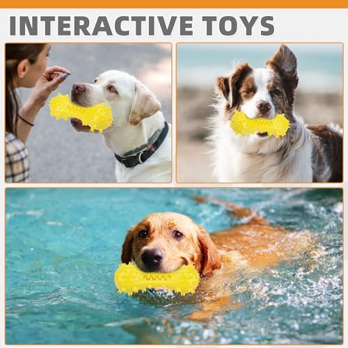 KOOLTAIL Floating Dog Toys for Swimming Pool,Summer Bumper Toy for Water,Indestructible Dog Toothbrush Chew Toy,Interactive Training Squeaky Toys for Aggressive Chewers Small Medium Large Dogs,Yellow - color: Yellow