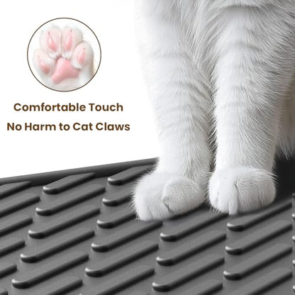 Cat Litter Mat with Grooves & Raised Edge, Urineproof/Waterproof, Litter Scattering Control, Easy to Clean (31 * 24in-Black-2 Pack) - size: 31 * 24in-Black-2 Pack